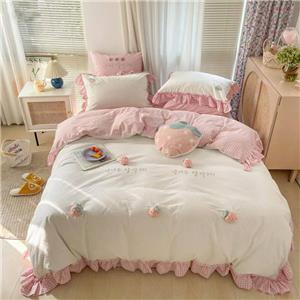 40s棉質刺繡裝飾邊框羽絨被套裝