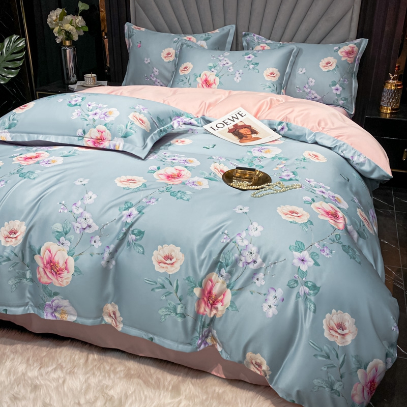 柔和的藍色花朵花朵羽絨被套-超軟天絲-大號特大號4件裝 制造商,柔和的藍色花朵花朵羽絨被套-超軟天絲-大號特大號4件裝 工廠,供應 柔和的藍色花朵花朵羽絨被套-超軟天絲-大號特大號4件裝